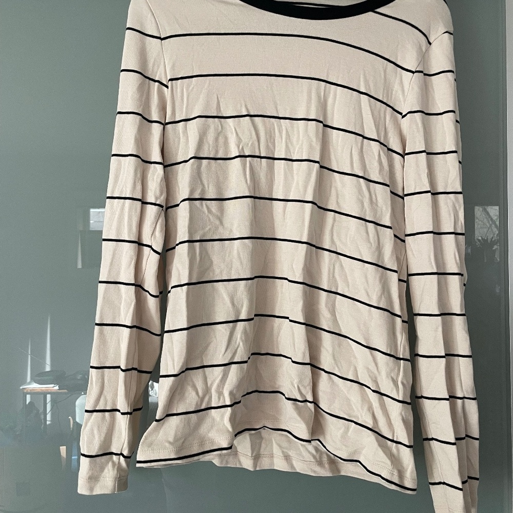 Jcrew size XL black and cream striped shirt 100% cotton